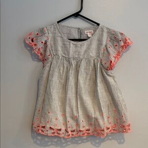 Cat & Jack Striped Blouse with Coral Embroidery
